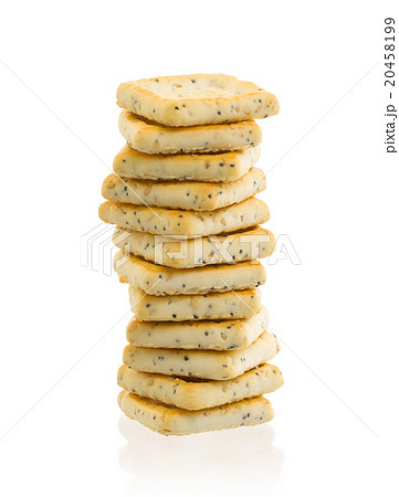 Stack of square crackers isolated 20458199