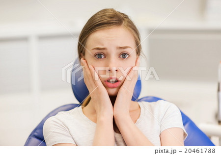 scared and terrified patient girl at dental clinic 20461788