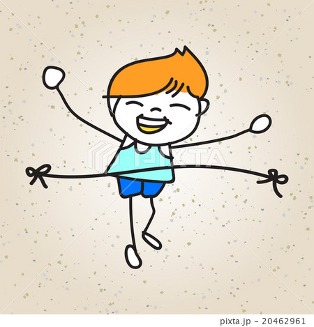hand drawing cartoon happy kid running marathon 20462961