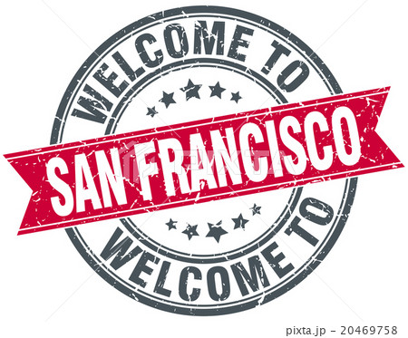 welcome to San Francisco red round vintage stamp 20469758