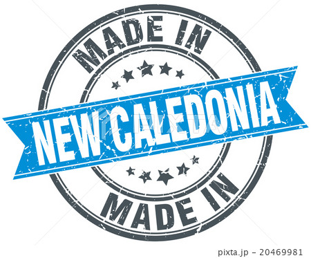 made in New Caledonia blue round vintage stamp 20469981
