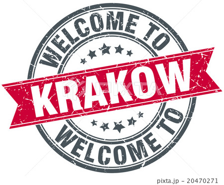 welcome to Krakow red round vintage stamp 20470271