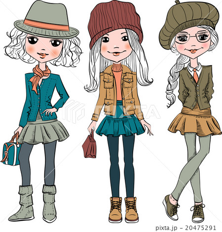 Vector set cute fashion hipster girl 20475291