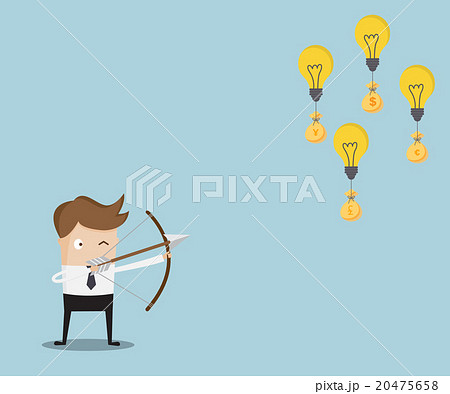 businessman shooting bow with arrow for money businessman shooting bow with arrow for money 20475658