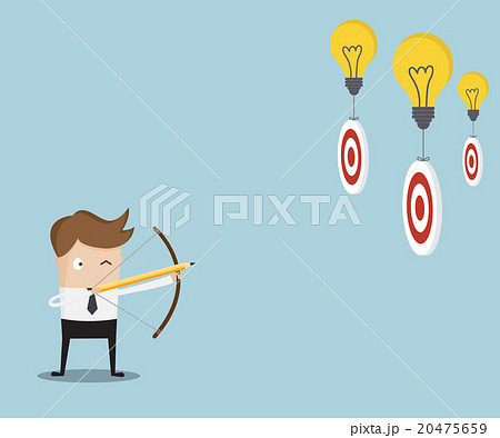 businessman shooting bow with arrow for target businessman shooting bow with arrow for target 20475659