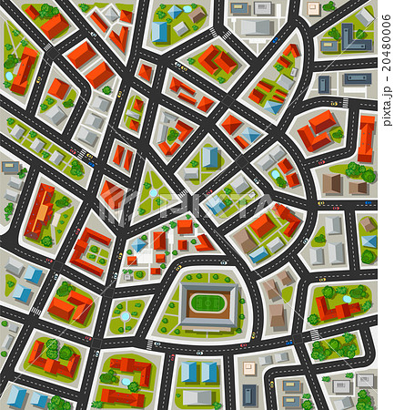 Plan for the big city with streets, roofs, cars Plan for the big city with streets, roofs, cars 20480006