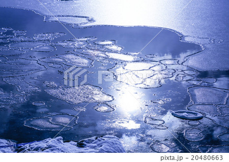 蓮葉氷張る能取湖　（網走市） 20480663