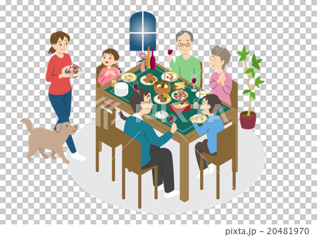 Three Generations Family Meal Dinner Dinner Time Stock Illustration 20481970 Pixta