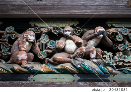 日光東照宮の見猿 聞か猿 言わ猿 栃木県の風景 の写真素材 4855