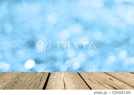 Blue Empty perspective room with sparkling bokeh 20486186