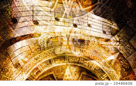 Ancient Mayan Calendar and Music note, Cosmic Ancient Mayan Calendar and Music note, Cosmic 20486606