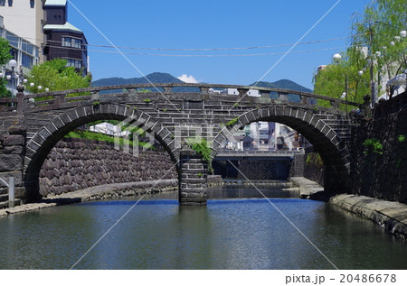 めがね橋と中島川 20486678