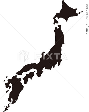 手書きの日本地図イメージ 黒のイラスト素材 4873