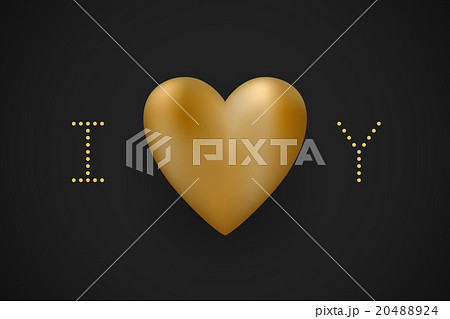 Message I love you. Gold heart on black background 20488924