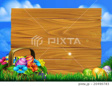Easter Eggs Basket Sign Easter Eggs Basket Sign 20490783