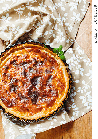 Pie or Tart Served with Fresh Herbs 20492159