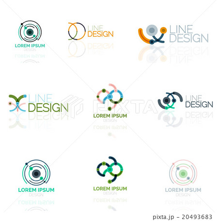 Linear vector abstract logo set, circles loops and Linear vector abstract logo set, circles loops and 20493683