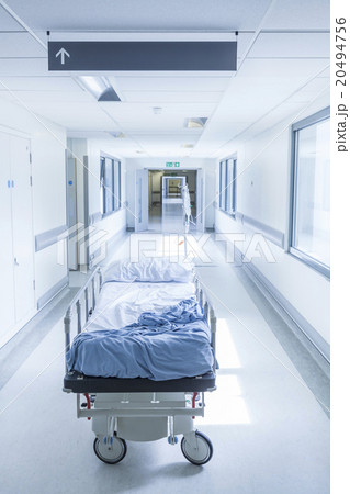 Empty Stretcher Bed Gurney in Hospital Corridor 20494756