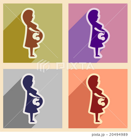 Set flat icons with long shadow pregnant Girl 20494989