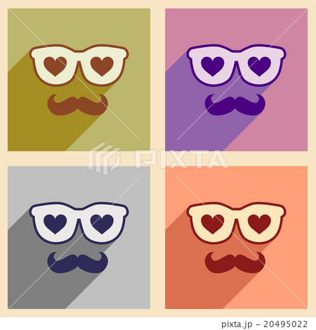 Set of flat web icons with long shadow glasses 20495022