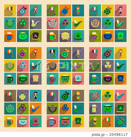 Concept of flat icons with long shadow St. Patrick 20496117