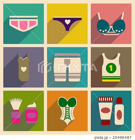 Concept of flat icons with long shadow Underwear Concept of flat icons with long shadow Underwear 20496487