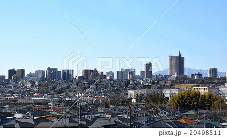 町田市の中心街の遠景の写真素材