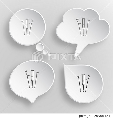 Crutches. White flat vector buttons on gray  20506424