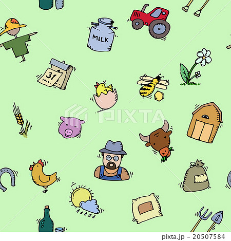 Seamless pattern Hand drawn Farm icon set Seamless pattern Hand drawn Farm icon set 20507584
