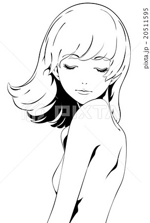 ミディアムヘアの女性 美容 目を閉じるのイラスト素材 20511595