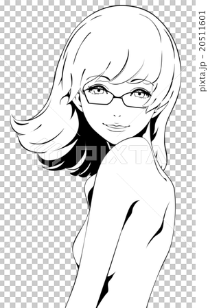 Medium Hair Ladies Beauty Glasses Stock Illustration