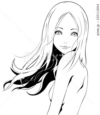 ロングヘアの女性 美容 微笑みのイラスト素材 20511604 Pixta