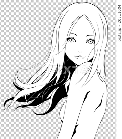 ロングヘアの女性 美容 微笑みのイラスト素材 ロングヘアの女性 美容 微笑みのイラスト素材