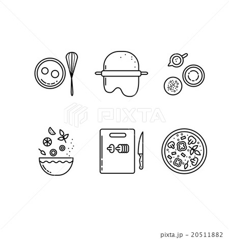 Cooking pizza line icons set 20511882