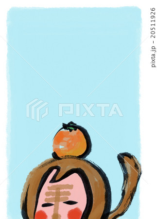 はがきテンプレート さる 青 文字なし はがきテンプレート さる 青 文字なし 20511926