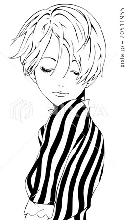 ショートカットの女性 ファッション 目を閉じるのイラスト素材