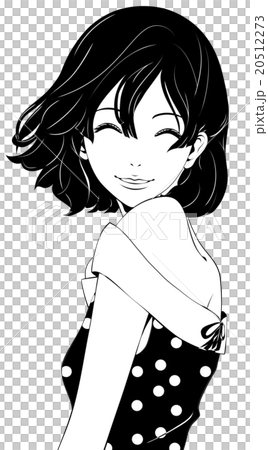 黒髪の女性 ファッション 笑顔のイラスト素材