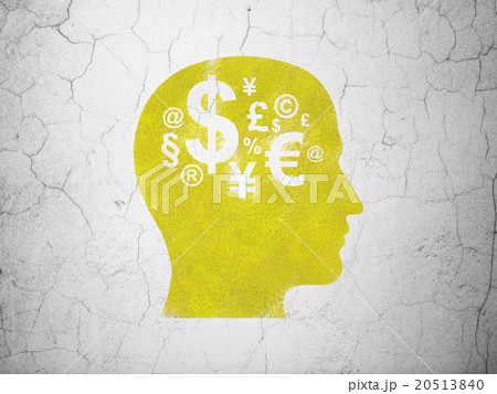 Finance concept: Head With Finance Symbol on wall Finance concept: Head With Finance Symbol on wall 20513840