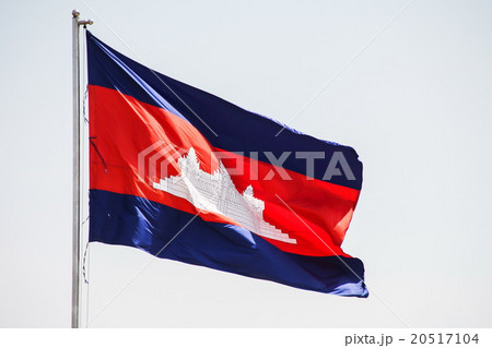 Flag of Cambodia waving in the sky. 20517104