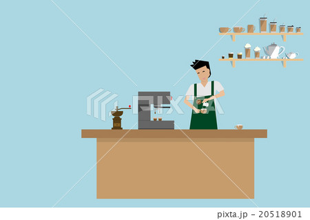 illustration of barista in apron preparing coffee illustration of barista in apron preparing coffee 20518901