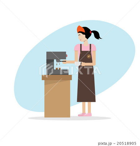 barista girl in apron preparing coffee barista girl in apron preparing coffee 20518905