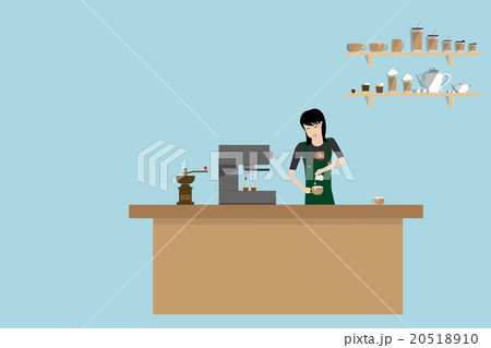 barista girl in apron preparing coffee barista girl in apron preparing coffee 20518910