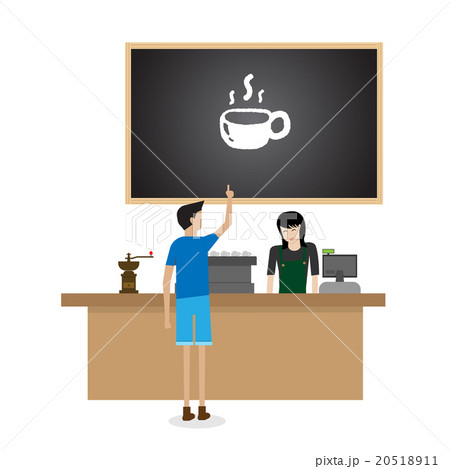 barista girl in apron preparing coffee 20518911