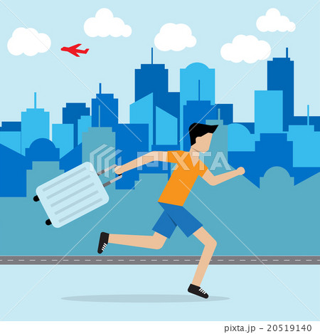 man running and hold luggage on hand man running and hold luggage on hand 20519140