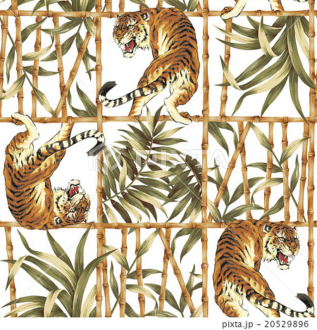 Aloha Pattern Of Tiger And Jungle Stock Illustration 5296