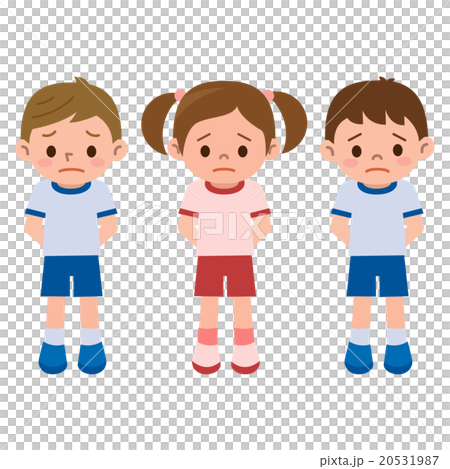 体操服を着た反省中の子供のイラスト素材