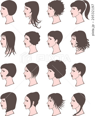 ヘアスタイル 女性 カラーのイラスト素材