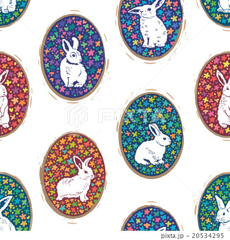 Seamless pattern with floral easter eggs and bunny 20534295