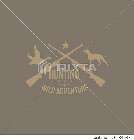 Hunting Vintage Emblem with Guns and Dog 20534643