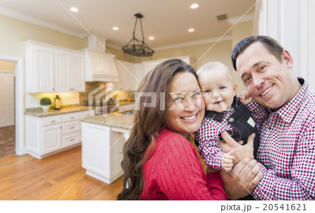 Young Family Inside Beautiful Custom Kitchen 20541621